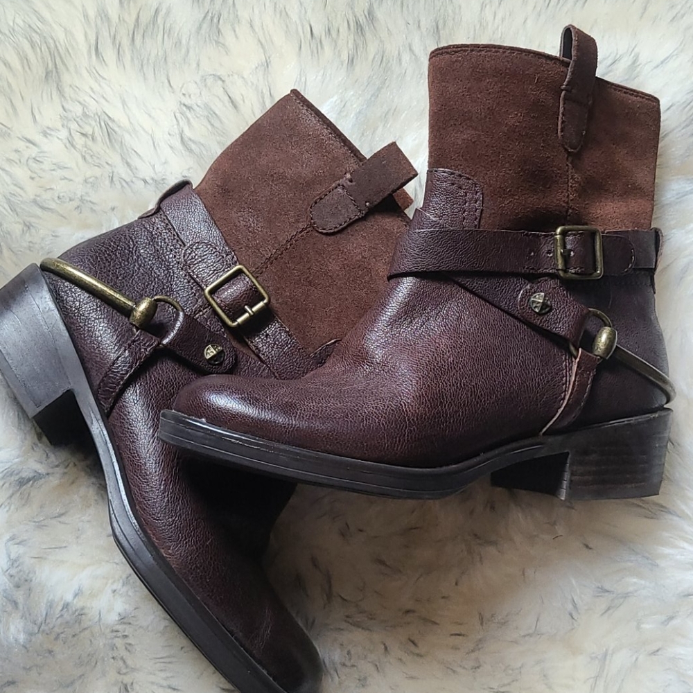 Franco Sarto Beacon Distressed Brown Leather Boots